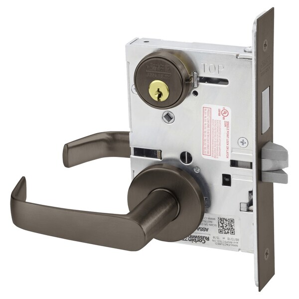 Entrance or Storeroom Mortise Lock, NS Lever, A Rose, Oil Rubbed Bronze